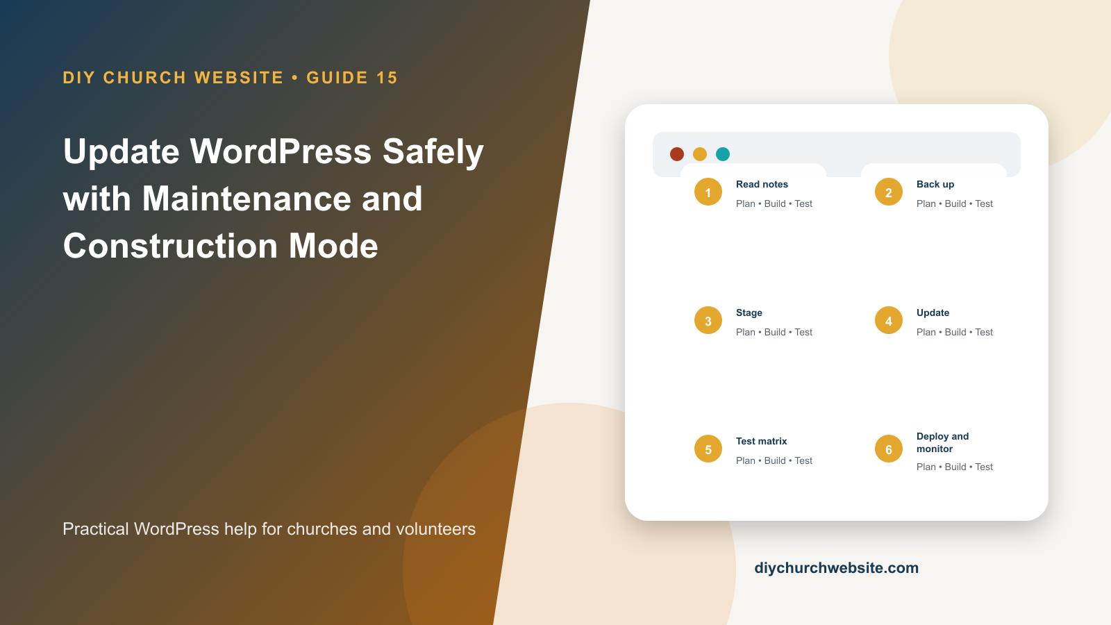 Illustrated guide cover for Update WordPress Safely with Maintenance and Construction Mode