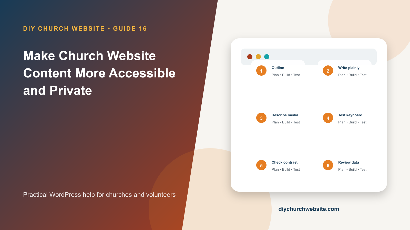 Illustrated guide cover for Make Church Website Content More Accessible and Private