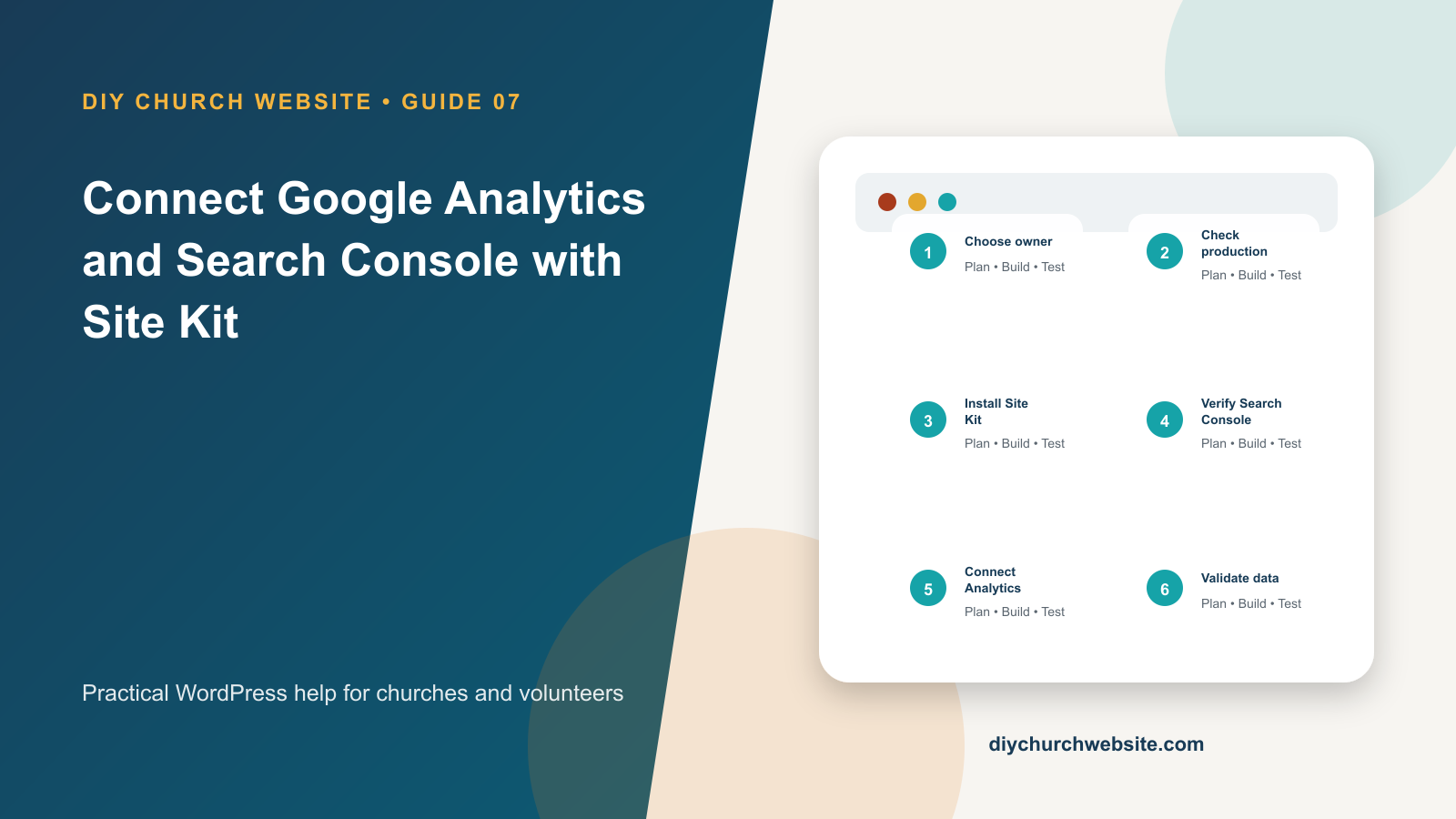 Illustrated guide cover for Connect Google Analytics and Search Console with Site Kit