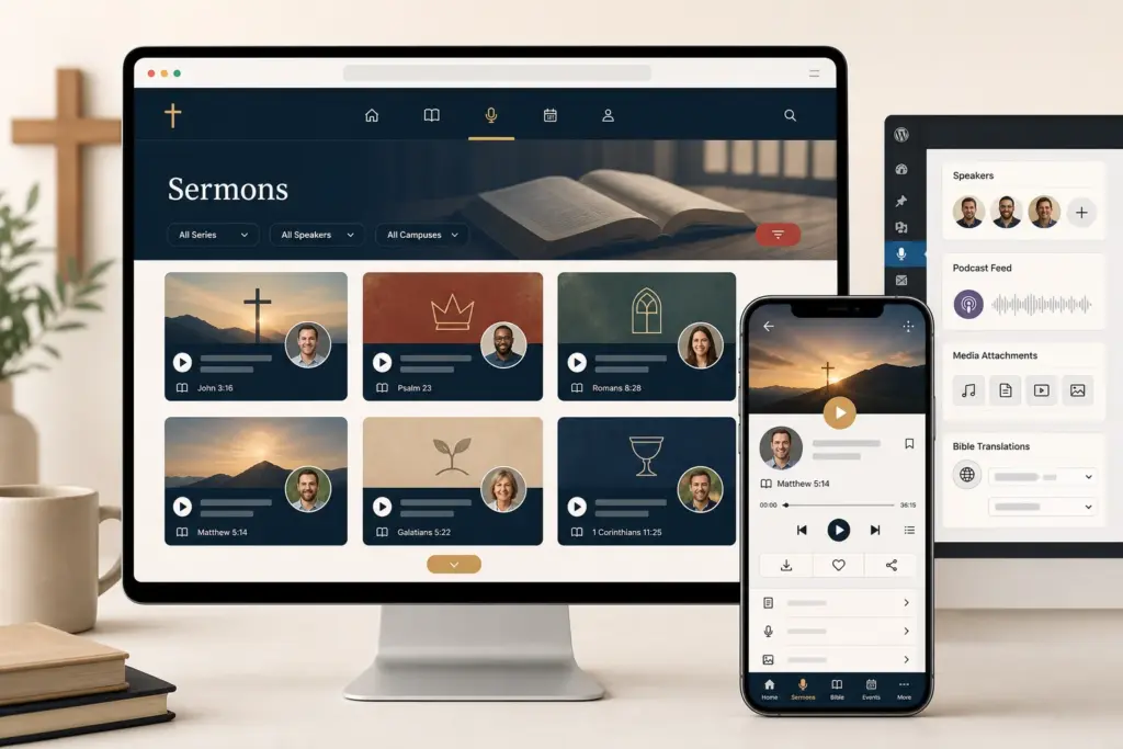 DIY Sermons desktop mobile and settings mockup