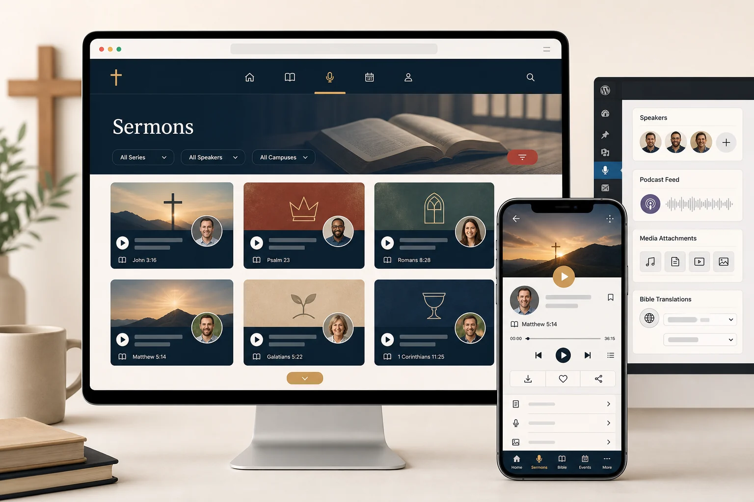 DIY Sermons desktop mobile and settings mockup