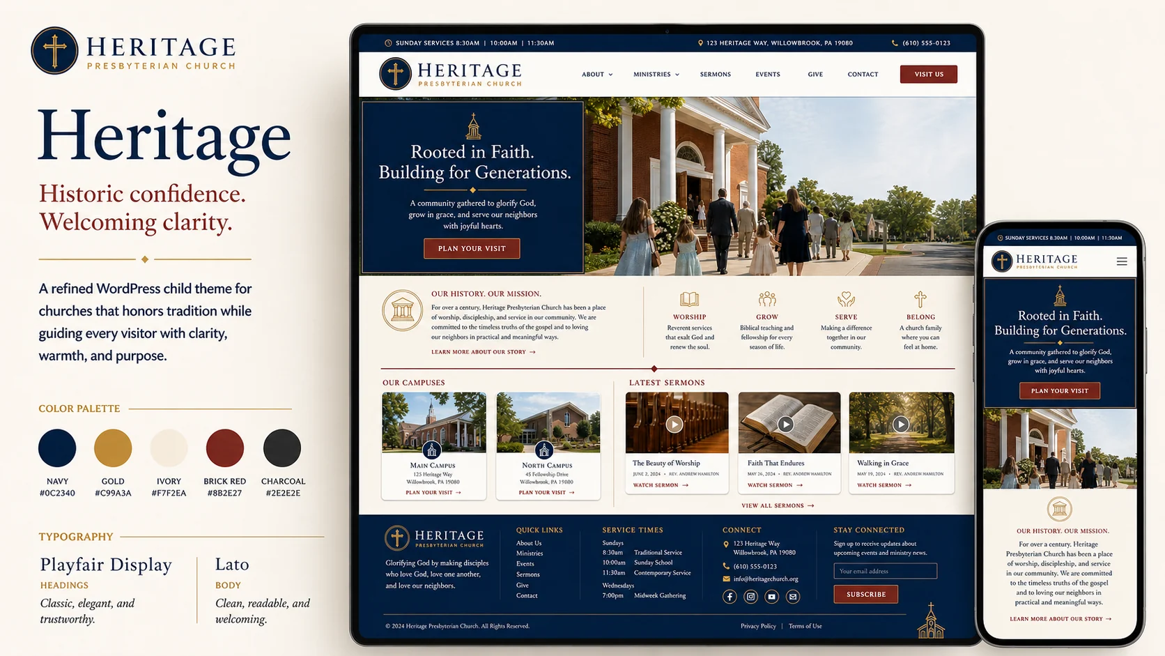 Heritage child theme desktop preview