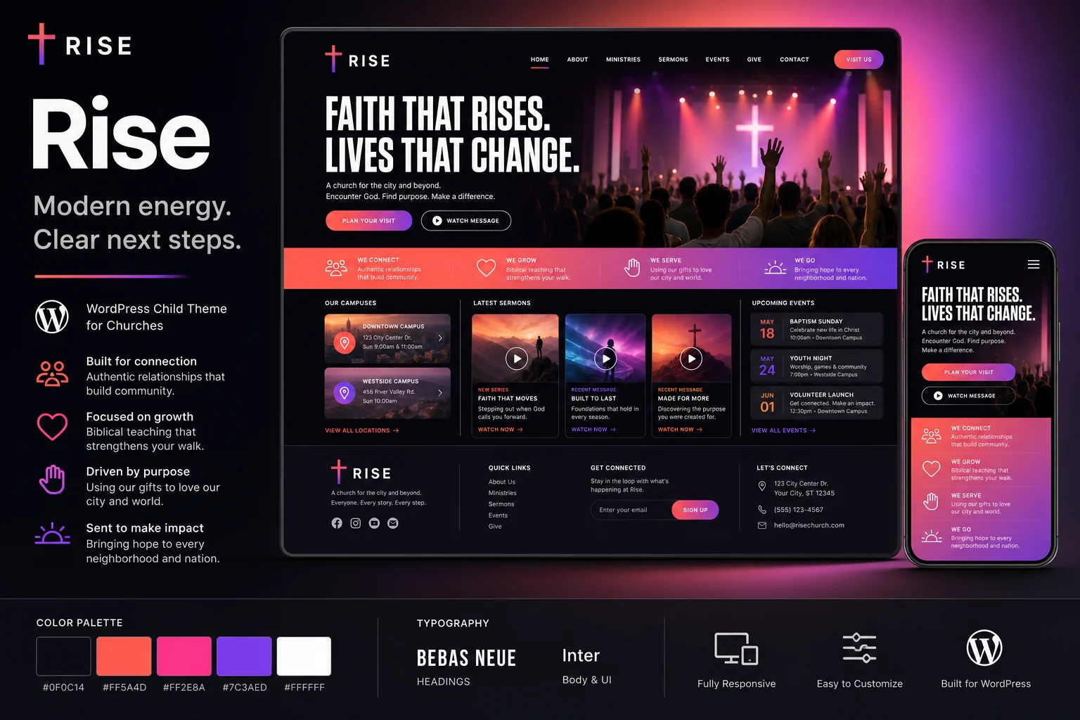 Rise child theme desktop preview